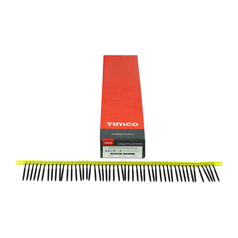 Drywall Screws 4.2mm x 75mm - Collated - Black (Box 500)