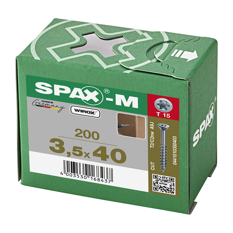 Spax-M WIROX Countersunk T-Star Plus T15 MDF Screws 3.5mm x 40mm (200 Pack)