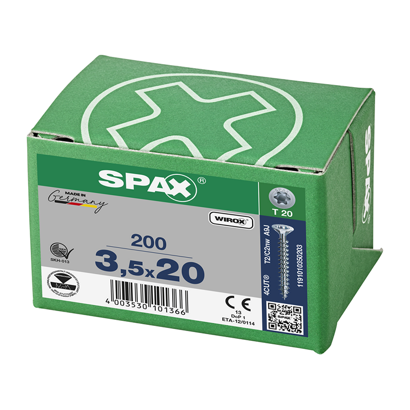 Spax WIROX Universal Countersunk T-Star Plus T20 Screws 3.5mm x 20mm (200 Pack)