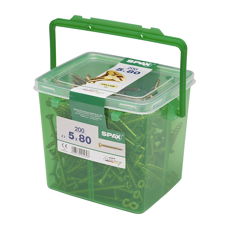 Spax YELLOX Pozi Z2 Universal Countersunk Screws 5mm x 80mm (200 Pack)