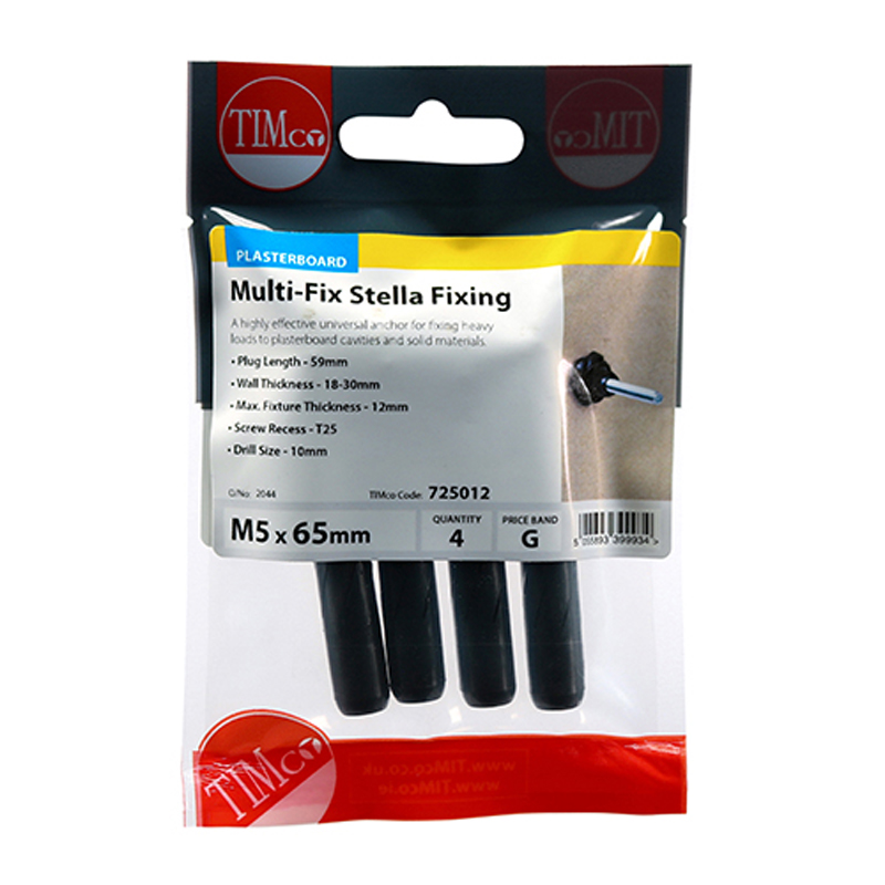 Stella Fixings - TX - Pan - Black - M5 x 65mm