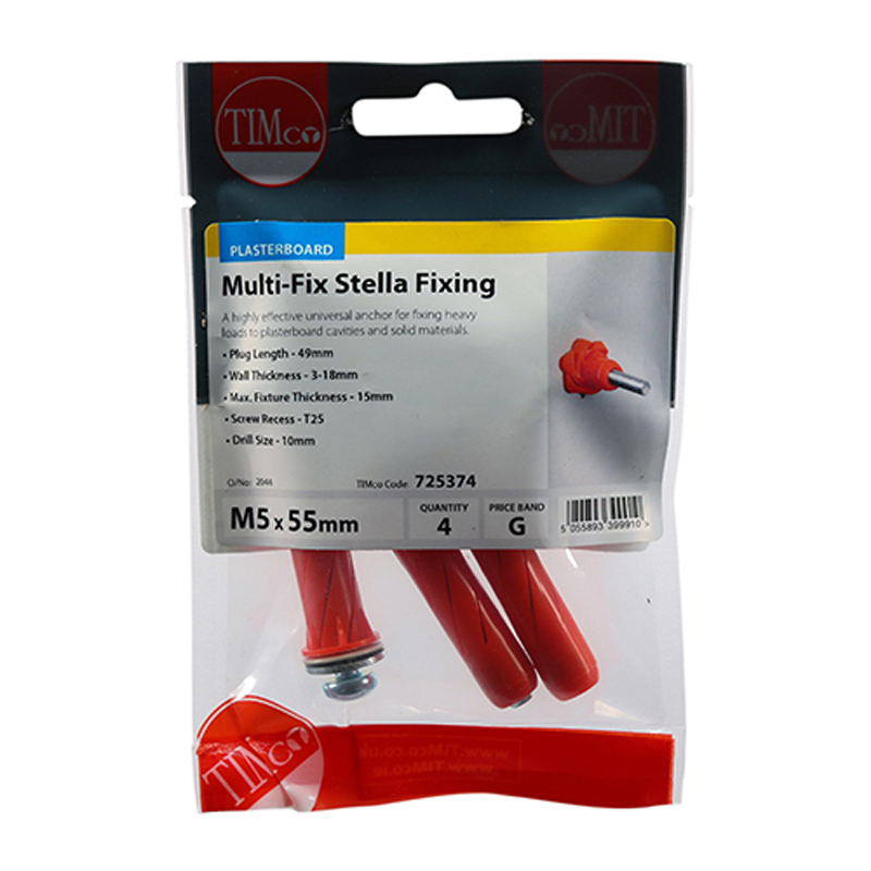 Stella Fixings - TX - Pan - Red - M5 x 55mm