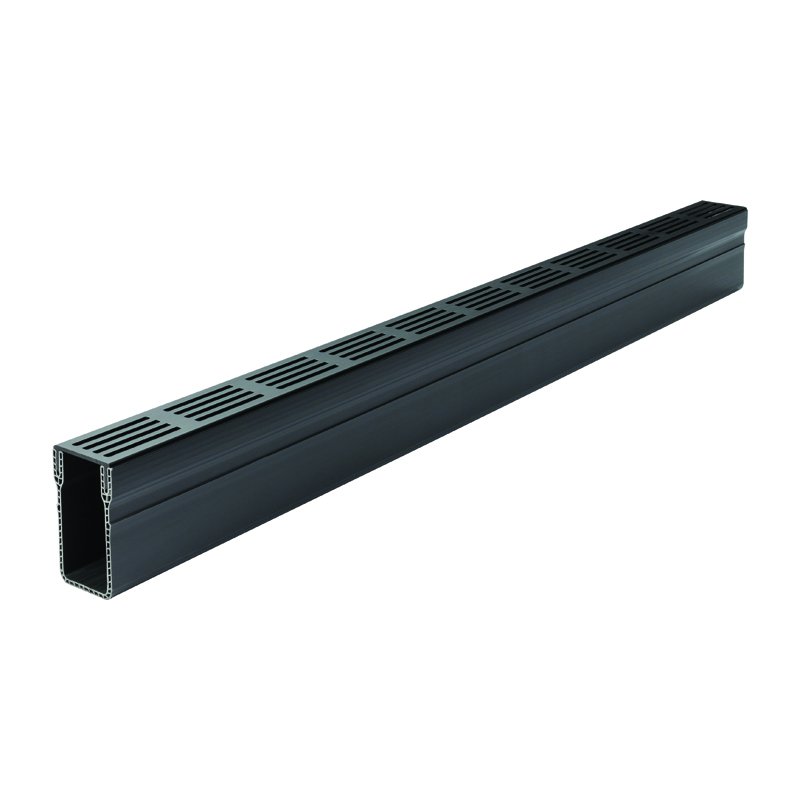 ACO Threshold Drain Channel with Black Aluminium Grating 1m (Load Class A15)
