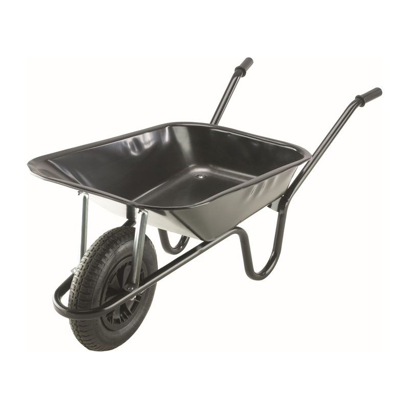 Walsall Wheelbarrow Metal Black Contractor 85L with Pneumatic Wheel