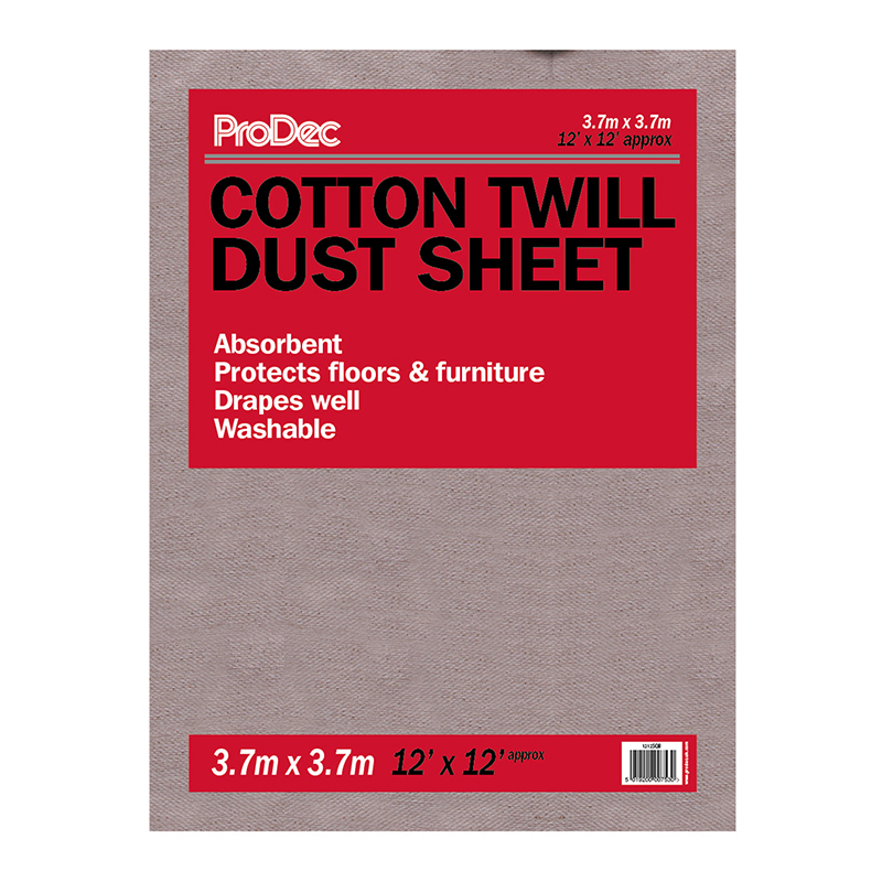 ProDec Cotton Twill Dust Sheet 3.7m x 3.7m (12′ x 12′)