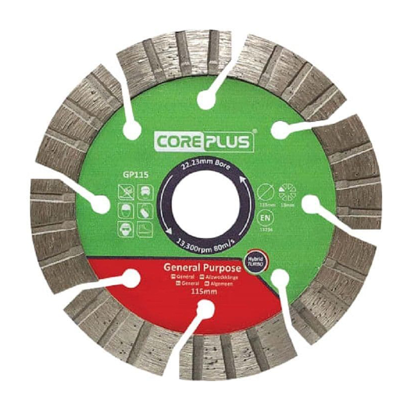 CorePlus GP115 General-Purpose Hybrid Turbo Diamond Blade (115mm x 22.23mm)