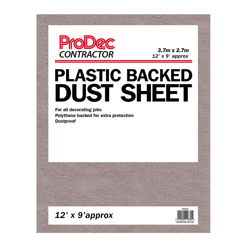 ProDec Contractor Plastic Backed Dust Sheet 3.7m x 2.7m (12’x 9′)
