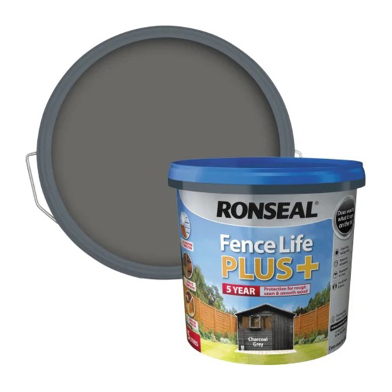 Ronseal Fence Life Plus+  Fence & Shed Paint – Charcoal Grey (5L)