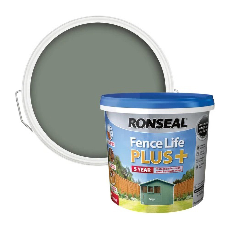 Ronseal Fence Life Plus+  Fence & Shed Paint – Sage (5L)