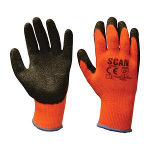 Scan Knitshell Thermal Latex Coated Gloves - Orange/Black Size 9 (L)
