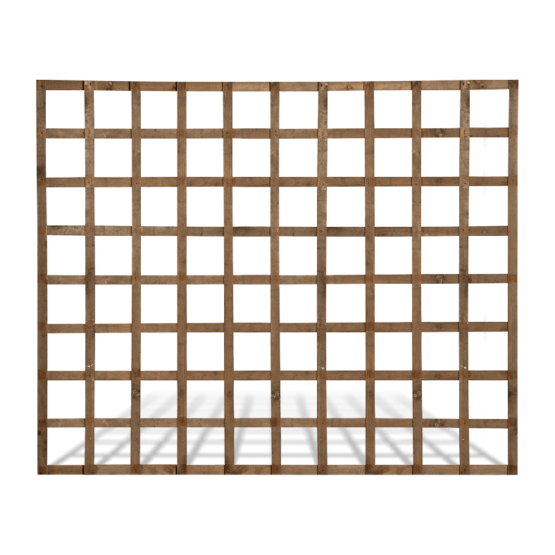 Square Top Heavy-Duty Trellis Panel – Treated Brown (1.8m x 1.2m)