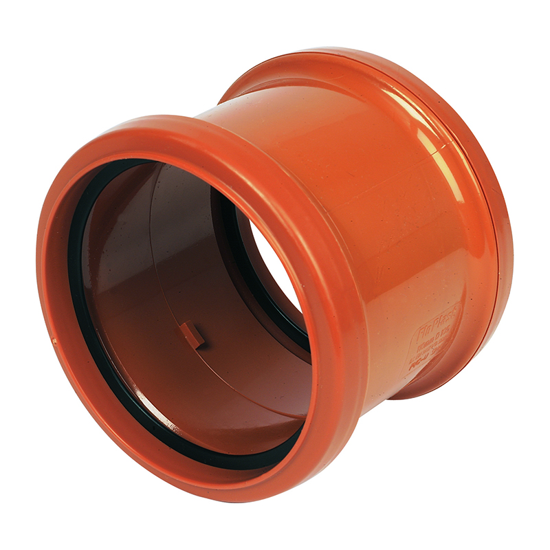 FloPlast 110mm Underground Coupling – Orange/Brown (Double Socket)
