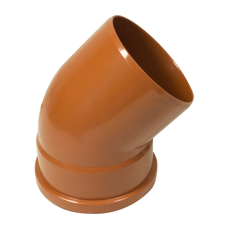 FloPlast 110mm Underground Bend 45&deg; – Orange/Brown (Single Socket)