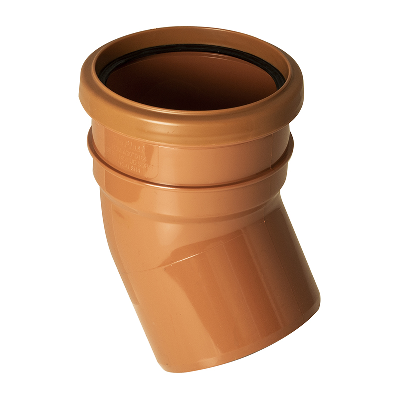 FloPlast 110mm Underground Bend 30&deg; – Orange/Brown (Single Socket)
