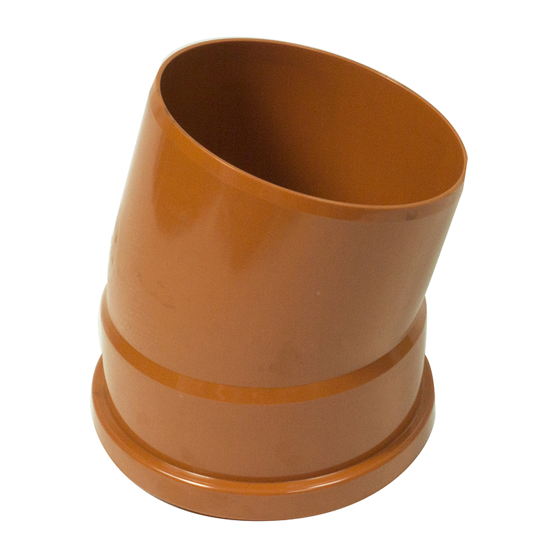 FloPlast 110mm Underground Bend 15&deg; – Orange/Brown (Single Socket)