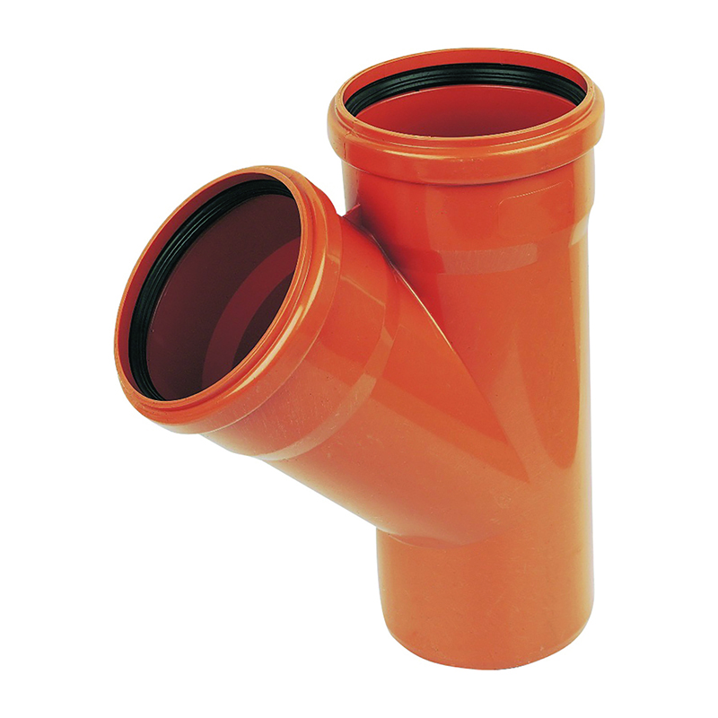FloPlast 110mm Underground Equal Junction 45&deg; – Orange/Brown (Double Socket)