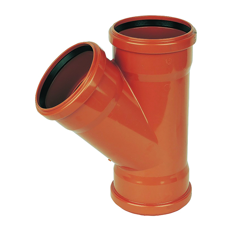 FloPlast 110mm Underground Equal Junction 45&deg; – Orange/Brown (Triple Socket)