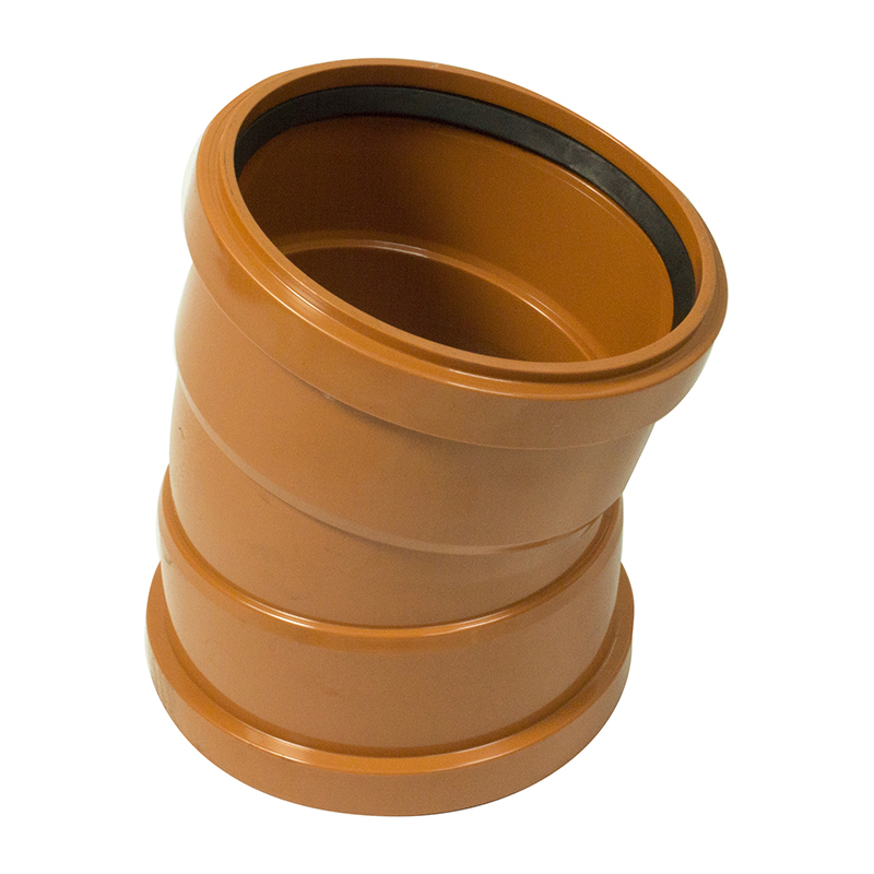 FloPlast 110mm Underground Bend 15&deg; – Orange/Brown (Double Socket)