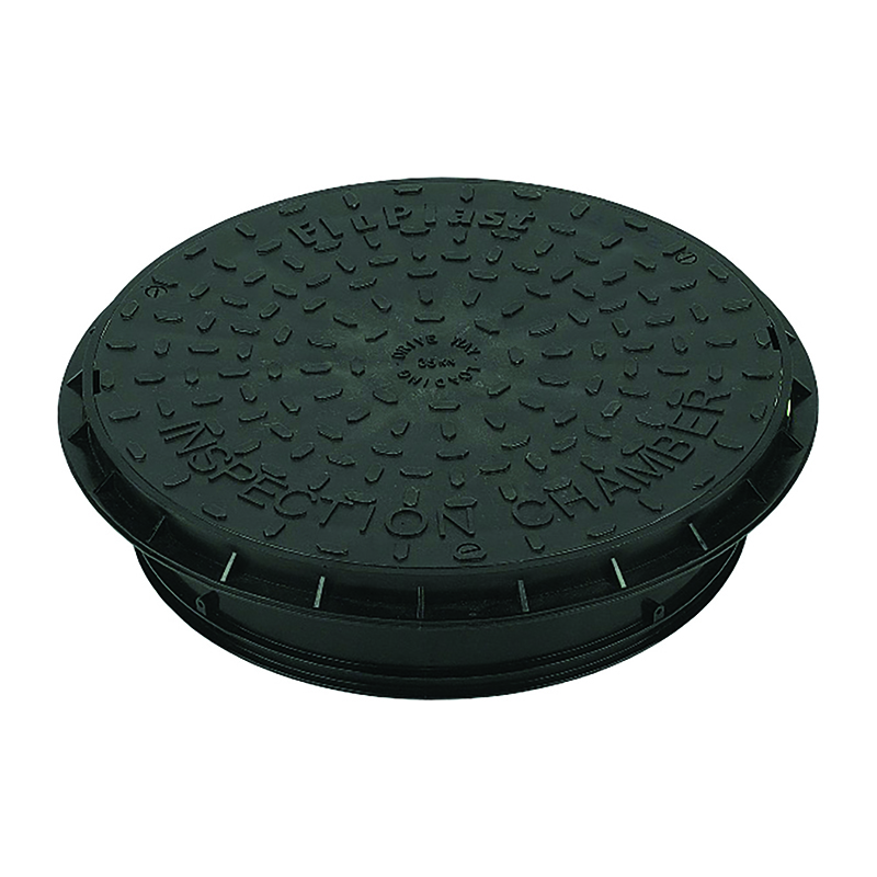 FloPlast 450mm Plastic Inspection Chamber Cover and Frame – Black (A15 Load Class)