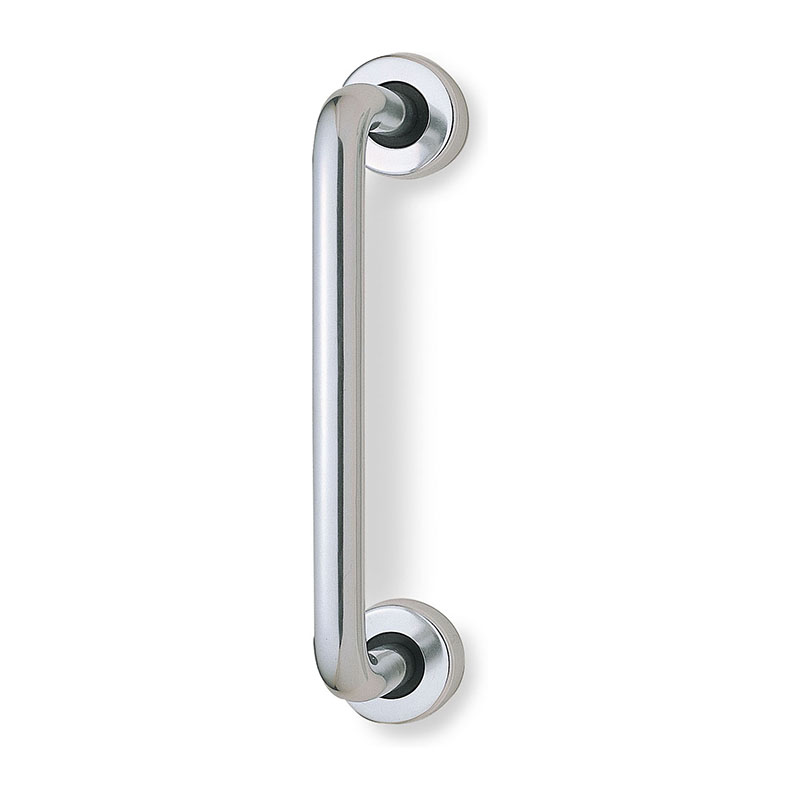 Union Round Bar Pull Handle On Rose 229mm x 19mm – Polished Anodised Aluminium