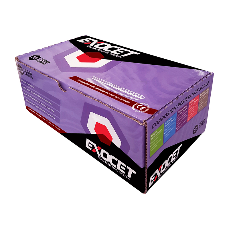 Exocet 2.8 x 63mm Gun Nails Electro Galvanised Angled (1100 Pack + Fuel Cell)