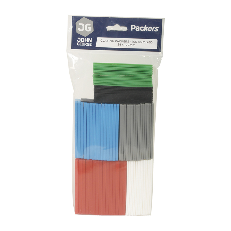 Glazing Flat Packers 100mm x 28mm – Mixed 1, 2, 3, 4, 5 & 6mm (100 Pack)