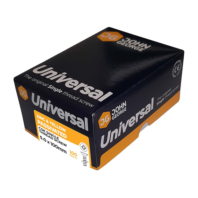 Universal Chipboard Screws CSK Pozi Recessed Yellow Zinc 5mm x 50mm (Box 200)