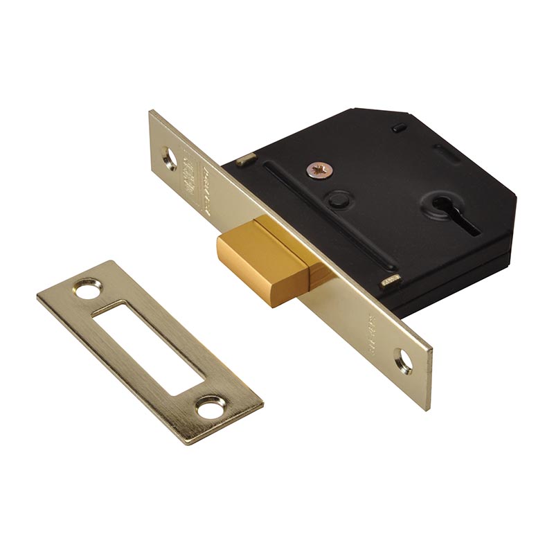 Union Essentials 3 Lever Mortice Deadlock 45mm Backset – Polished Brass