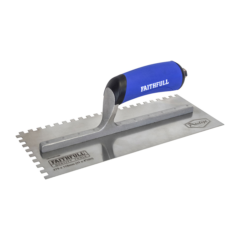 Faithfull Prestige Stainless Steel 6mm Notched Trowel 275 x 115mm (11″ x 4.1/2″)