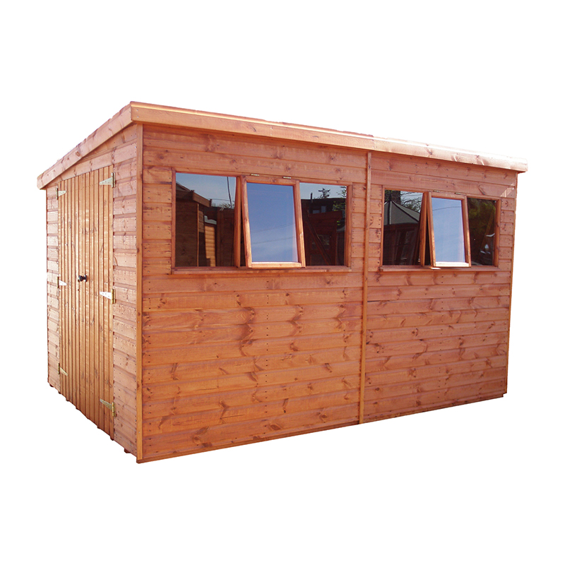 Treated T&G Heavy-Duty Pent Shed with Windows 3.05m x 2.44m (10′ x 8′)