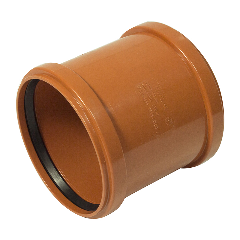 FloPlast 160mm Underground Coupling – Orange/Brown (Double Socket)