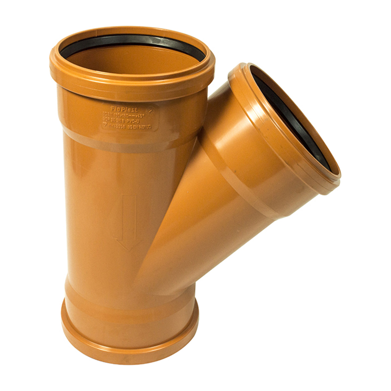 FloPlast 160mm Underground Equal Junction 45° – Orange/Brown (Triple Socket)
