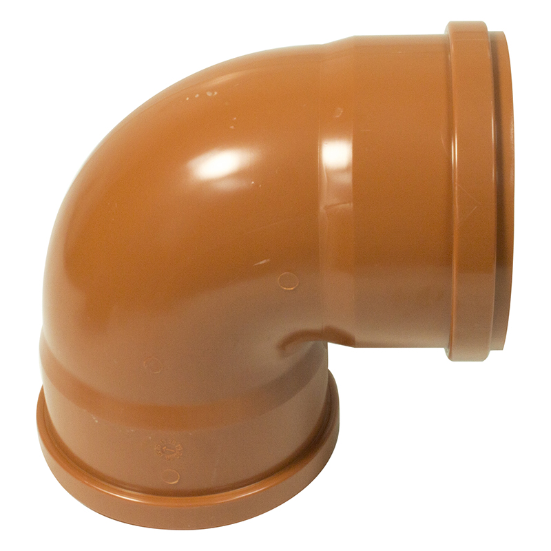 FloPlast 160mm Underground Bend 87.5° – Orange/Brown (Double Socket)