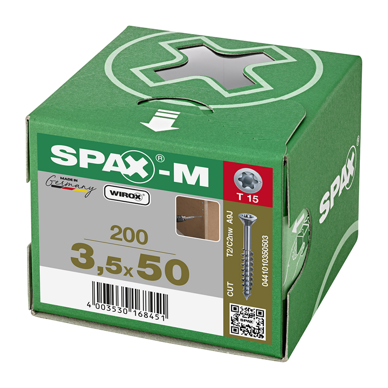 Spax-M WIROX Countersunk T-Star Plus T15 MDF Screws 3.5mm x 50mm (200 Pack)