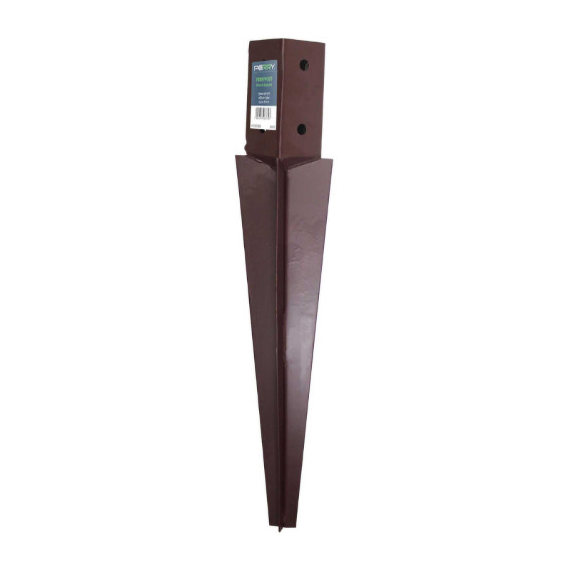 Perry Drive-In Fence Post Support with 600mm Spike – Brown (Bolt Grip for 100mm x 100mm Posts)