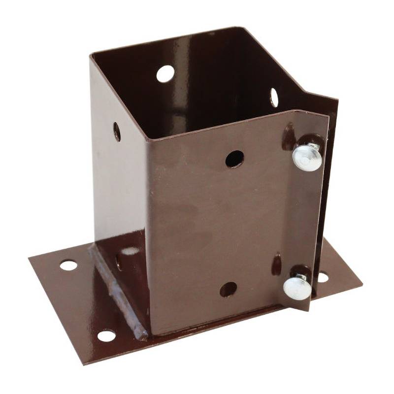 Perry Flush-Fit Bolt Down Fence Post Support – Brown (Bolt Grip for 75mm x 75mm Posts)