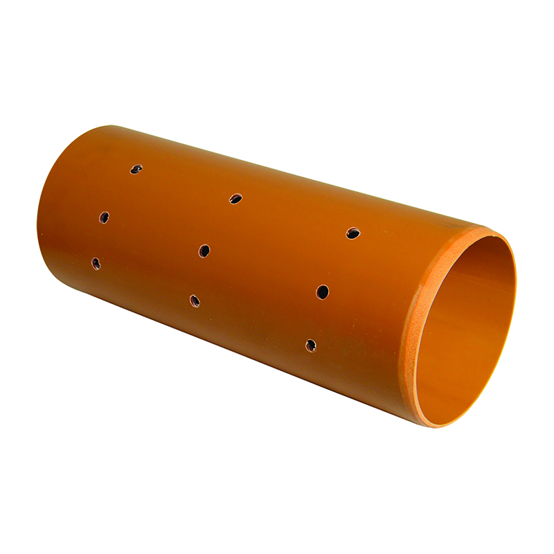 FloPlast 110mm Underground Perforated Pipe 6m – Orange/Brown (Plain Ended)