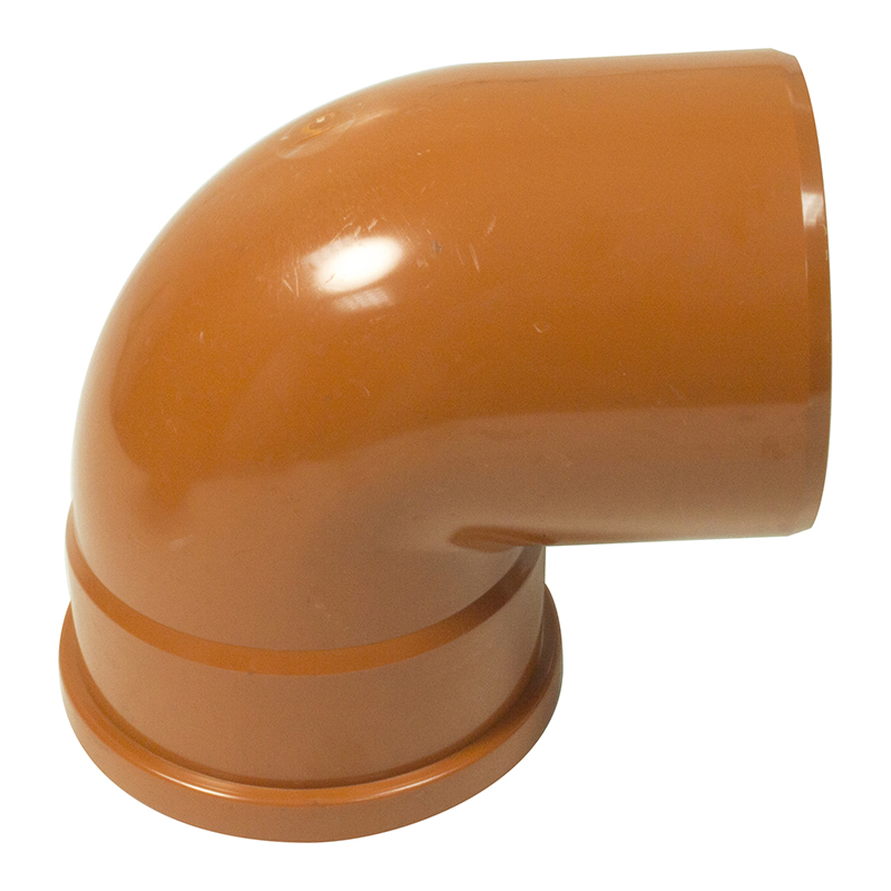 FloPlast 110mm Underground Bend 87.5° – Orange/Brown (Single Socket)