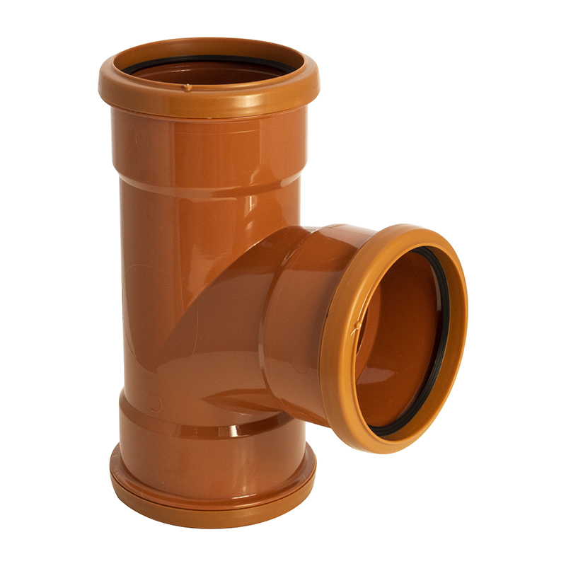 FloPlast 110mm Underground Equal Junction 87.5° – Orange/Brown (Triple Socket)