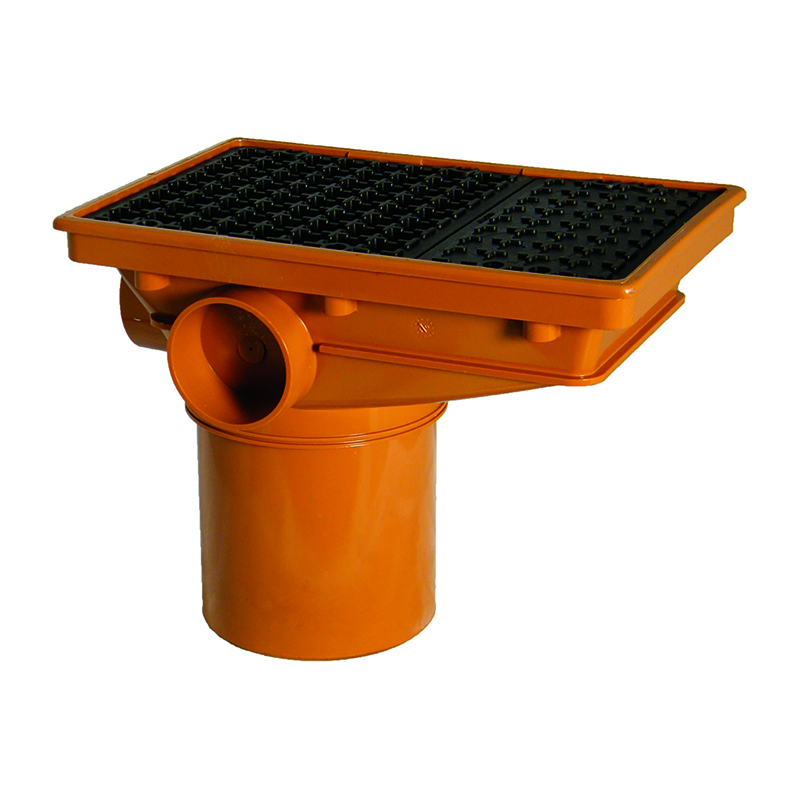 FloPlast 110mm Drain Inlet Hopper – Orange/Brown (Black Rectangular Grid)