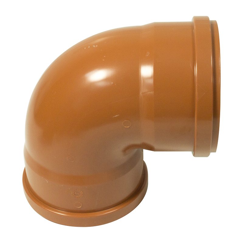 FloPlast 110mm Underground Bend 87.5° – Orange/Brown (Double Socket)