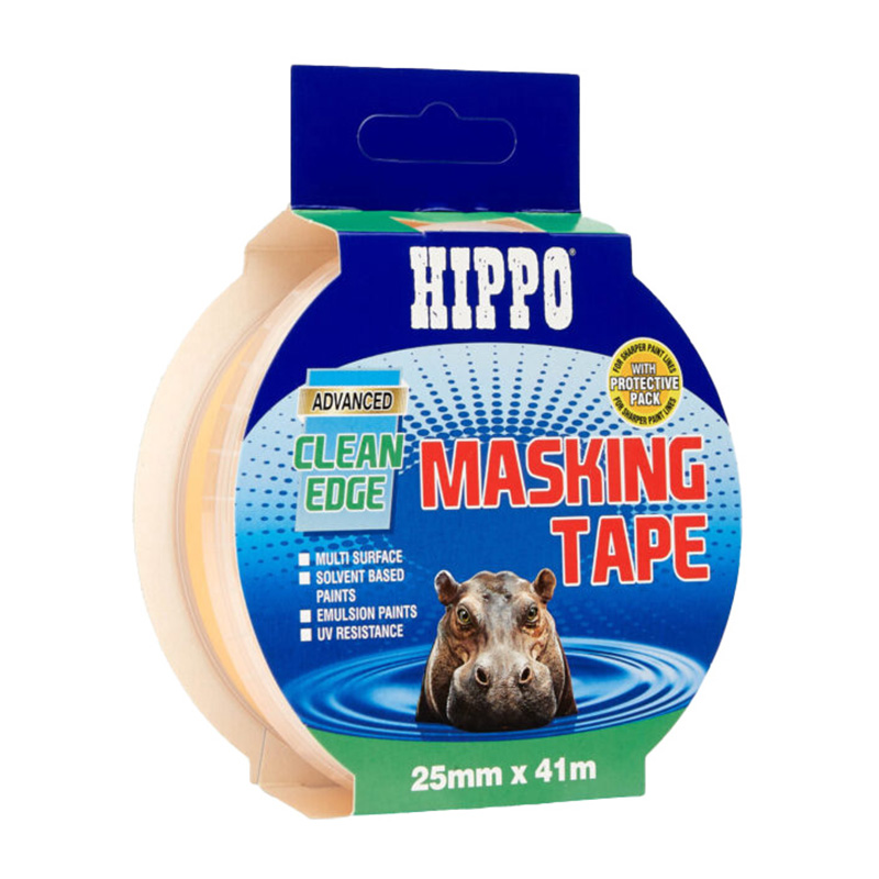 Hippo Clean-Edge Masking Tape – Yellow (25mm x 41m)