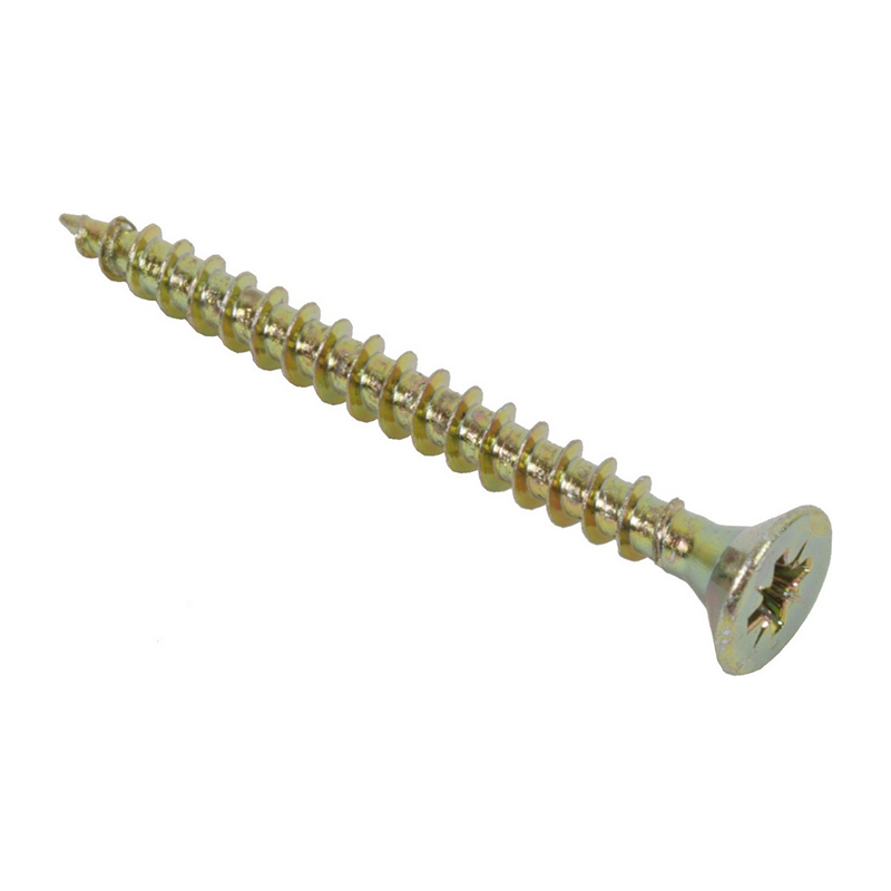 Universal Chipboard Screws CSK Pozi Recessed Yellow Zinc 4mm x 60mm (Box 200)