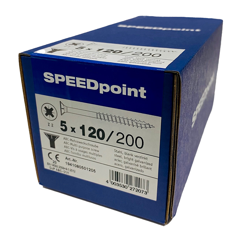 Speedpoint BZP Screws PZ2 5mm x 120mm (200 Pack)