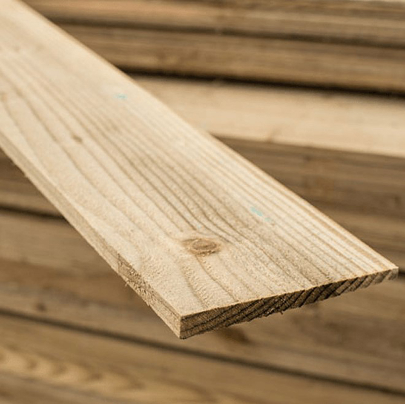 4.8m Feather Edge Board - Pressure Treated Green 200mm x 22mm (2ex.)