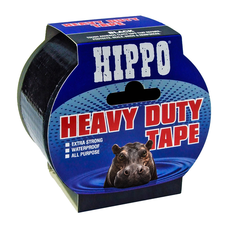 Hippo Heavy Duty Tape – Black (75mm x 50m)