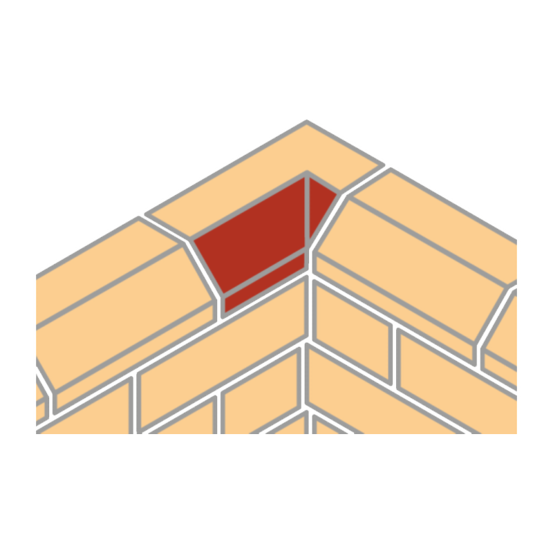 Ibstock Brick Plinth Internal Return Long 45° Blue PL4.2 - Left Hand 65mm