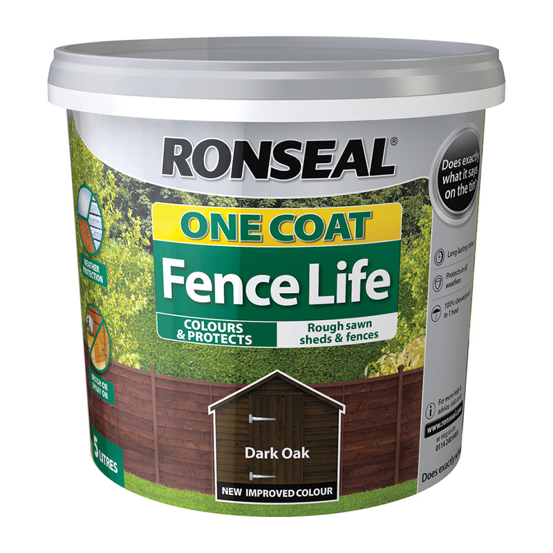 Ronseal One Coat Fence Life Fence & Shed Paint – Dark Oak (5L)