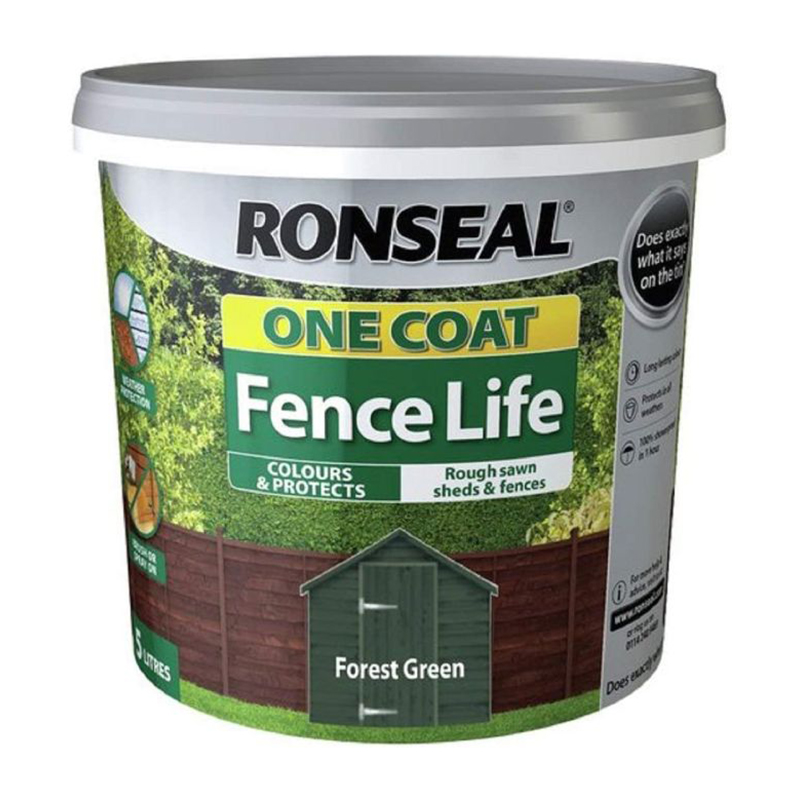 Ronseal One Coat Fence Life Fence & Shed Paint – Forest Green (5L)