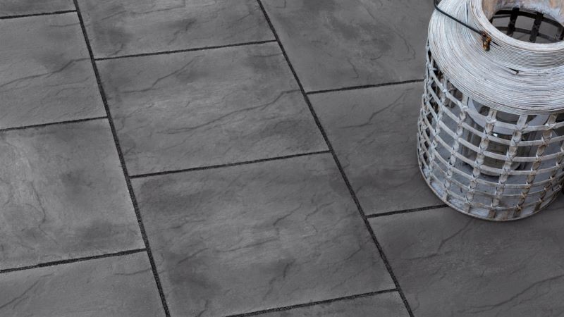 Stonemarket Ryton Riven Utility Concrete Paving Slab - Charcoal (450mm x 450mm x 32mm)